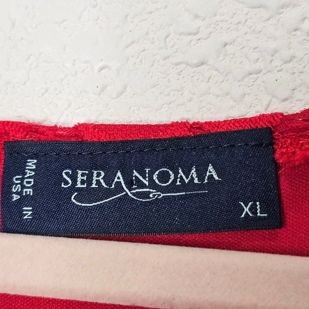 Seranoma Red Lace Dress‎ Size XL Floral Made in USA Elegant Party Holiday Midi